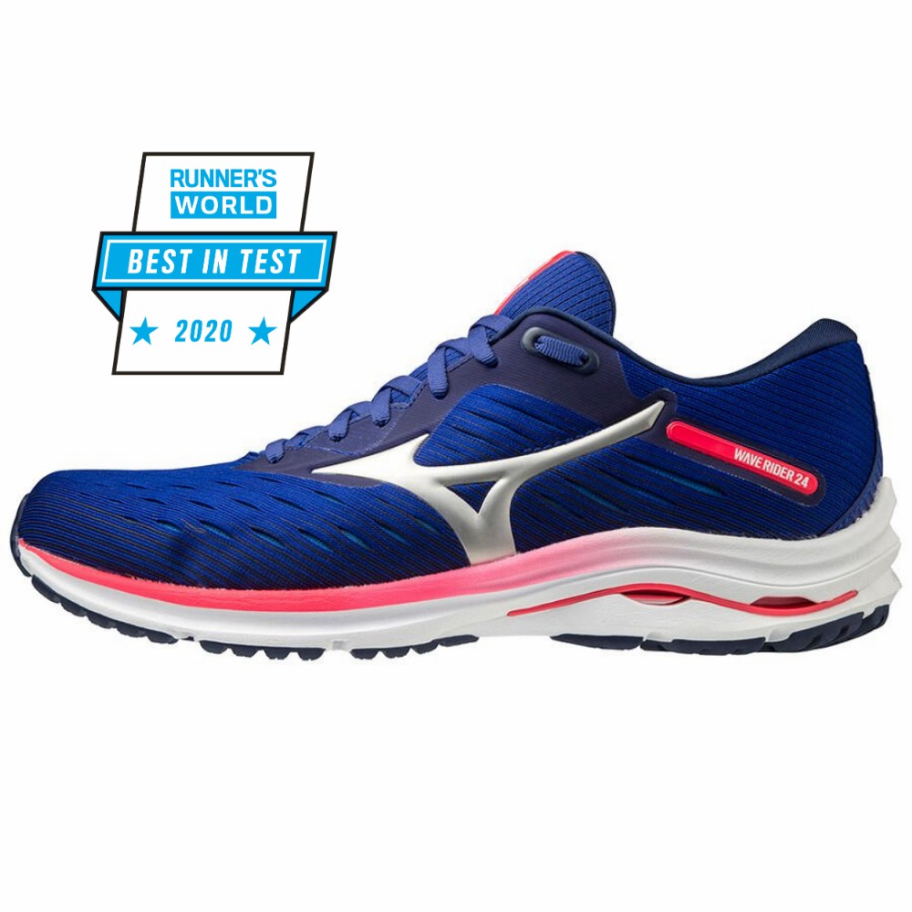 Tenis Para Correr Mizuno Wave Rider 24 Para Hombre Azules/Rosas 5341260-OY